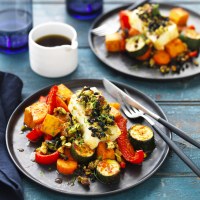 Jewelled Haloumi with Spiced Vegetable Bake