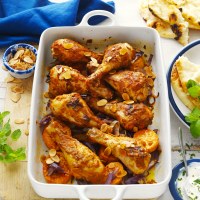 Tikka Chicken Drumstick Tray Bake with Yoghurt & Mint