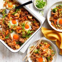 Tray Bake Egg Fried Rice