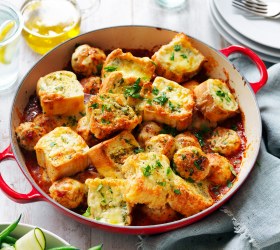 Turkey Meatball & Garlic Bread Bake