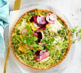 Vegetable tart with mixed beet salad