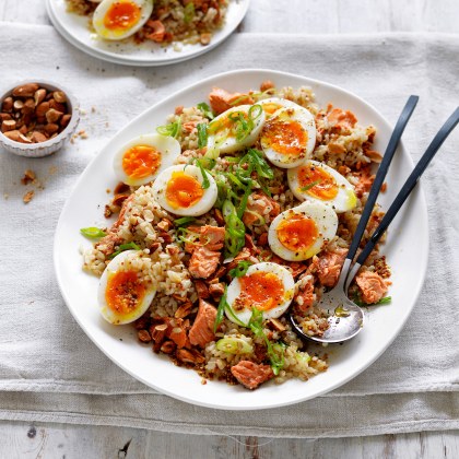 Salmon and Egg Brown Rice Salad