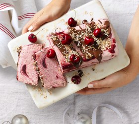 Cherry Semifreddo with Chocolate Ganache