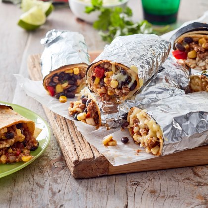 30-minute Beef and Rice Burritos