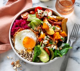 Winter Nourish Bowl with Roast Veggies and Eggs