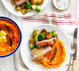 Butternut Pumpkin Mash with Roasted Pork Belly