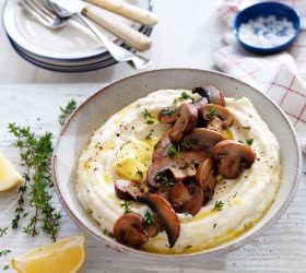 Buttery Cauliflower Mash with Garlic Butter Mushrooms