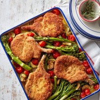 Herb Crusted Pork Cutlets with Veggie Medley